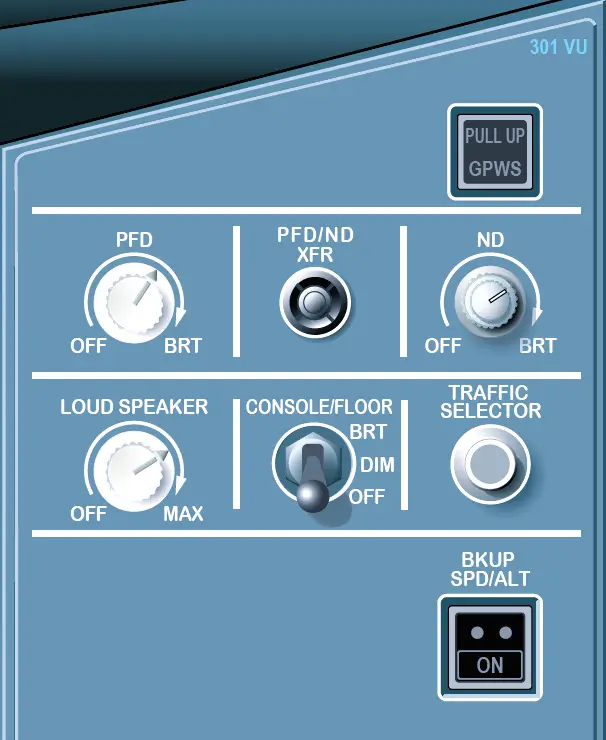 A320 Instrument Lighting Control Panel