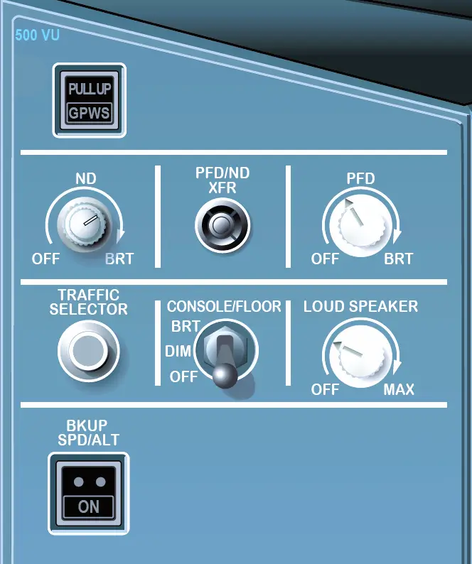 A320 Instrument Lighting Control Panel