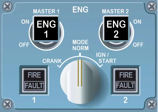 A320 ENG Master Levers & Mode Selector